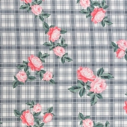 SALE.WIS119 | Viskosestoff rosa Blumen Kariert - 1