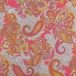 Viskosestoff Paisley rosa