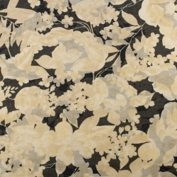 Chiffon beige Blumen schwarz