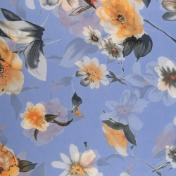 Chiffon Blumen graublau