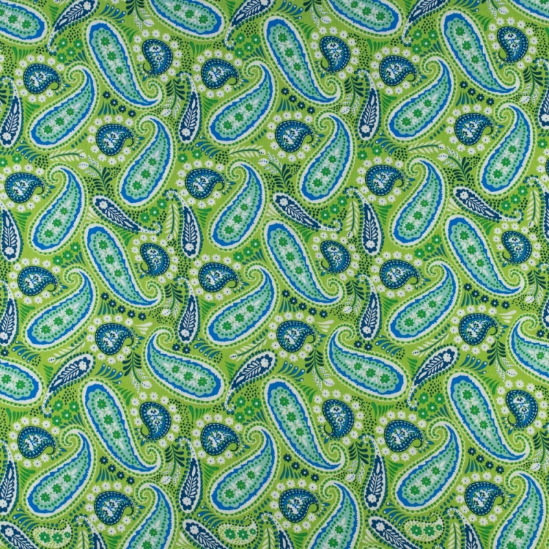 WIS653 | Viskosestoff blaue Paisley grün - 1