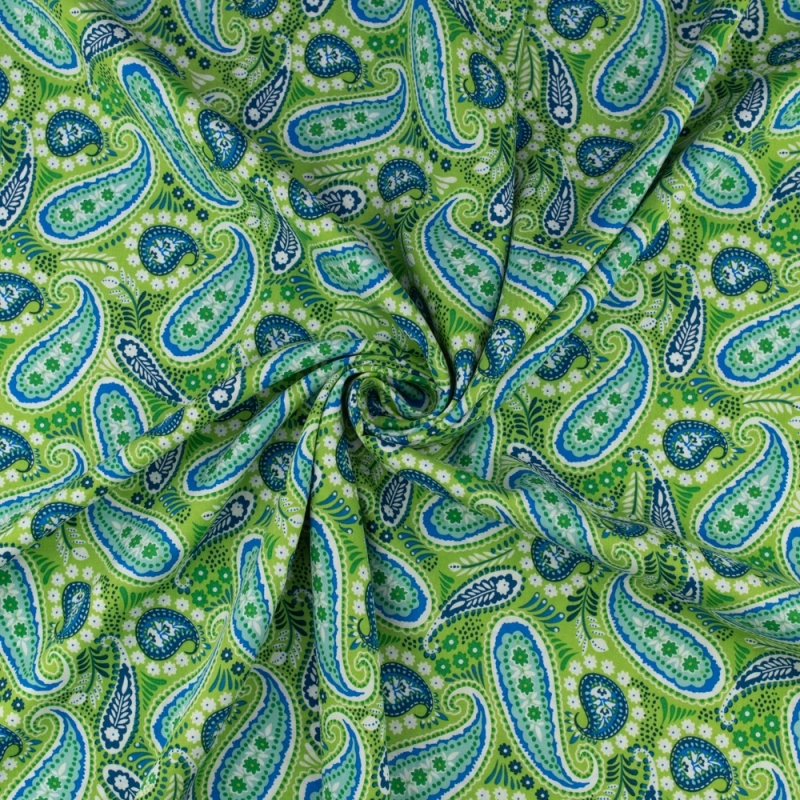 WIS653 | Viskosestoff blaue Paisley grün - 3