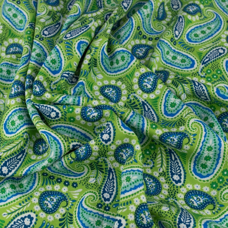 WIS653 | Viskosestoff blaue Paisley grün - 4