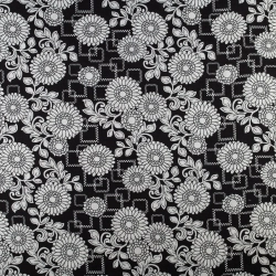 WIS660 | Schwarze Viskosestoff mit floralen Mustern - 1